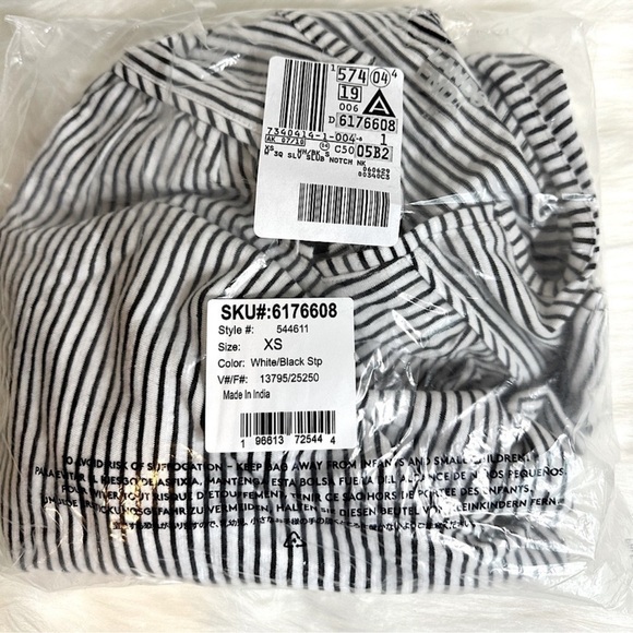 NWT Lands’ End Women’s 3/4 Sleeve Slub Top Blouse White and Black Stripe Size XS - Picture 2 of 8